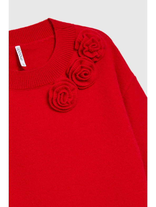 Moodo Sveter s ružou červený Moodo