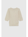 Moodo Rebrovaný sveter s nadýchanými rukávmi béžový Moodo