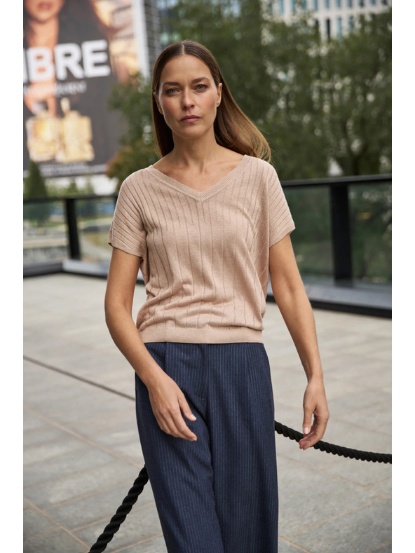 Moodo Sveter s krátkymi rukávmi béžový Moodo