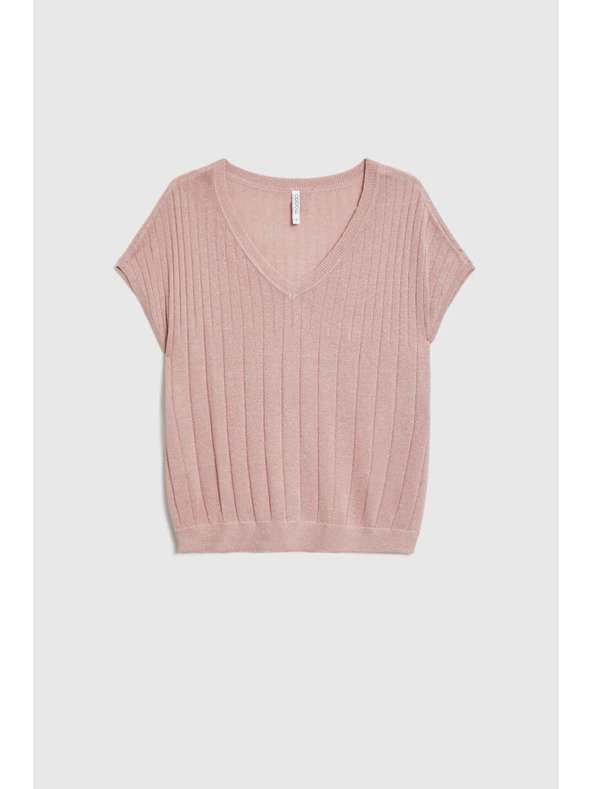 Moodo Ružový sveter s krátkymi rukávmi Moodo