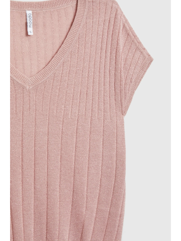 Moodo Ružový sveter s krátkymi rukávmi Moodo