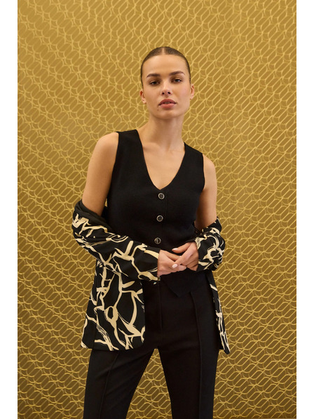 Moodo Pletená čierna vesta Moodo