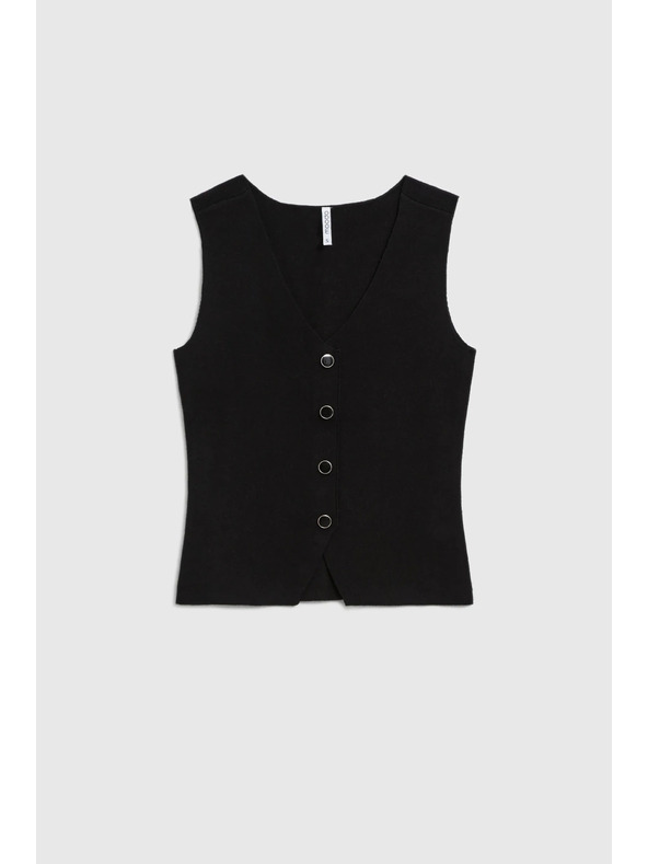 Moodo Pletená čierna vesta Moodo