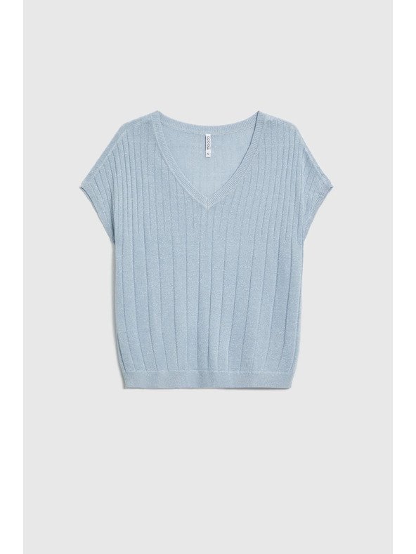 Moodo Svetlo modrý sveter s krátkymi rukávmi Moodo