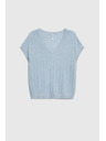 Moodo Svetlo modrý sveter s krátkymi rukávmi Moodo