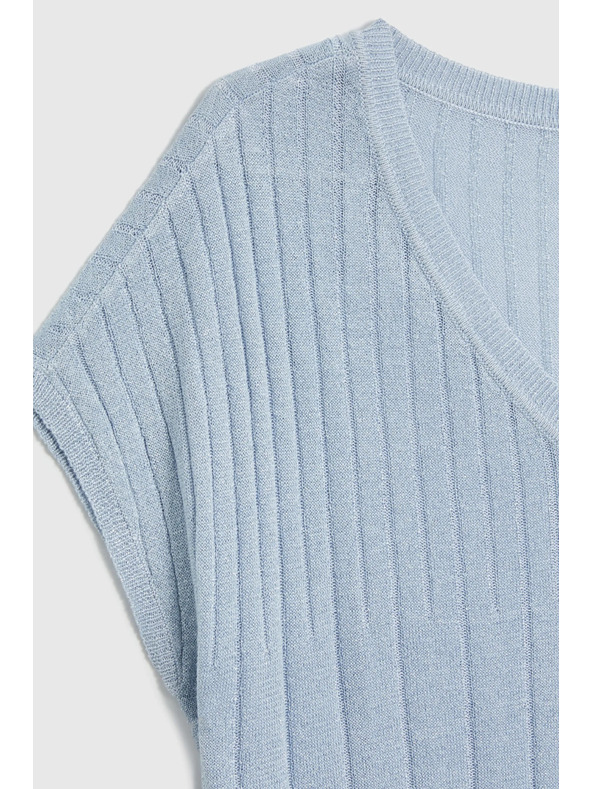 Moodo Svetlo modrý sveter s krátkymi rukávmi Moodo