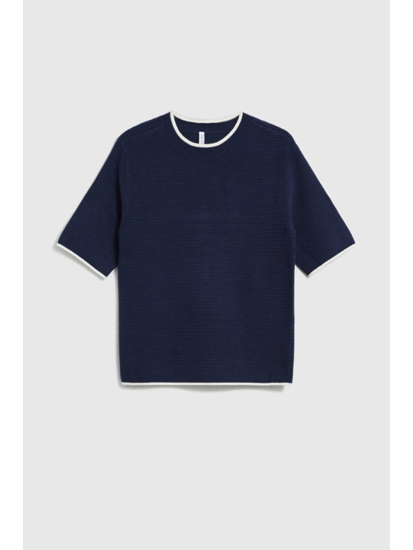 Moodo Tmavo modrý sveter s krátkymi rukávmi Moodo