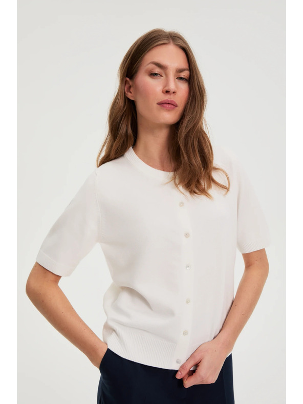 Moodo Sveter s krátkymi rukávmi biely Moodo