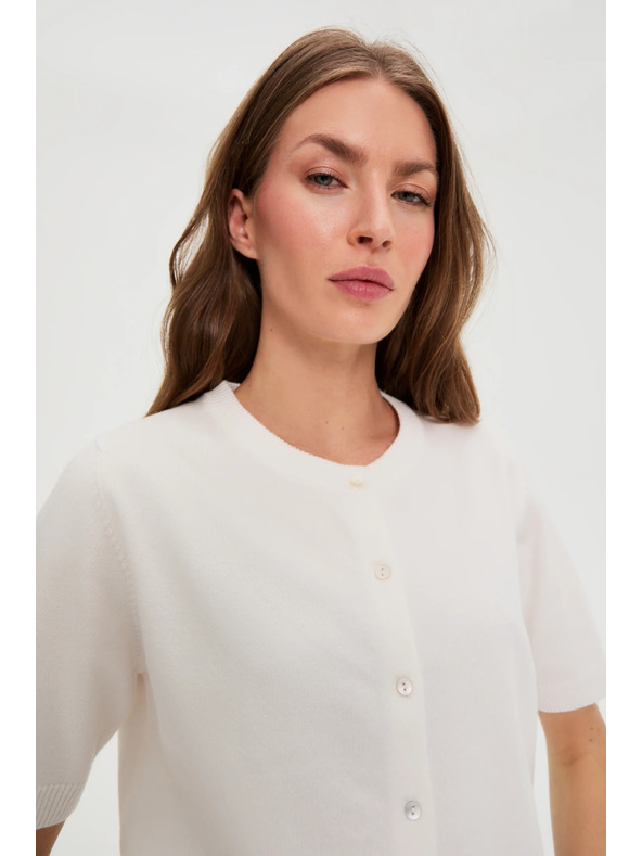 Moodo Sveter s krátkymi rukávmi biely Moodo