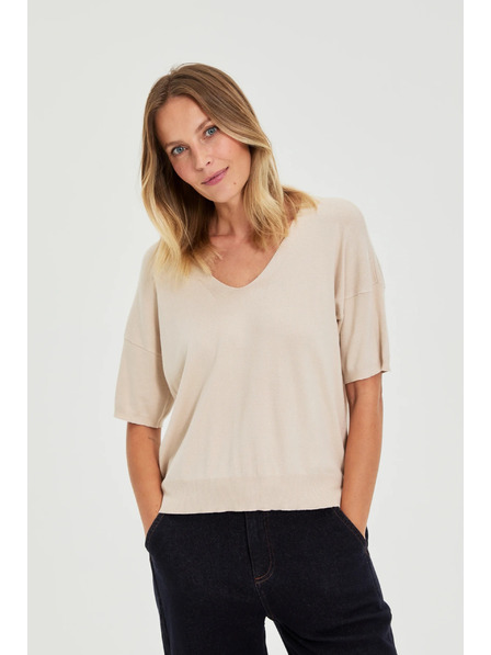 Moodo Sveter s krátkymi rukávmi béžový Moodo