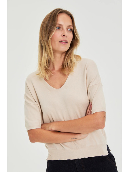 Moodo Sveter s krátkymi rukávmi béžový Moodo