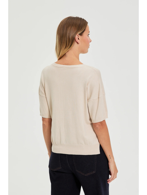 Moodo Sveter s krátkymi rukávmi béžový Moodo