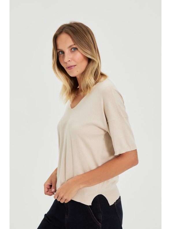 Moodo Sveter s krátkymi rukávmi béžový Moodo