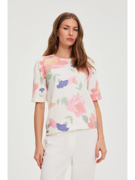 Moodo Sveter s kvetinovým vzorom biely Moodo