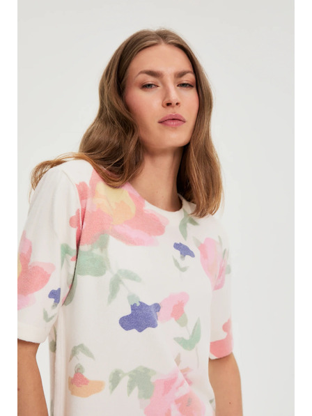 Moodo Sveter s kvetinovým vzorom biely Moodo