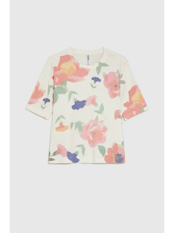 Moodo Sveter s kvetinovým vzorom biely Moodo