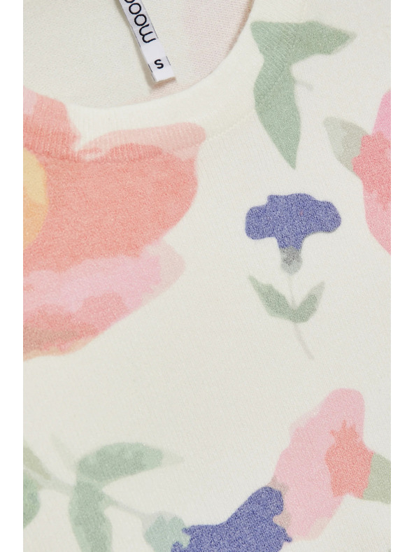 Moodo Sveter s kvetinovým vzorom biely Moodo