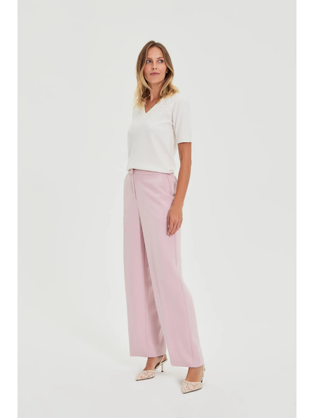 Moodo Biely sveter s krátkymi rukávmi a výstrihom do V Moodo