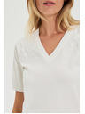 Moodo Biely sveter s krátkymi rukávmi a výstrihom do V Moodo