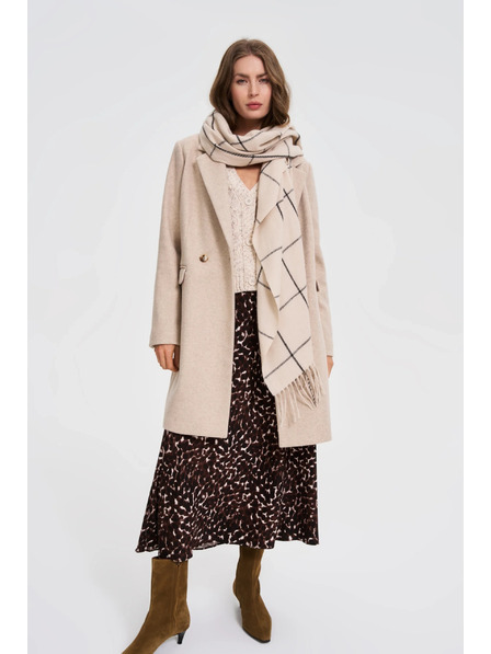 Moodo Šál vo štvorčekoch so strapcami béžový Moodo