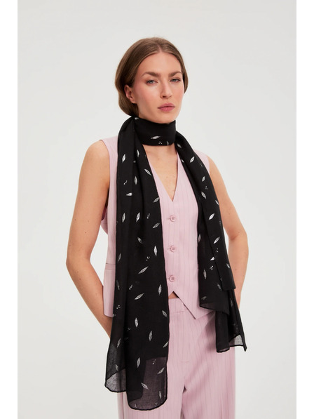 Moodo Šál s metalickým potlačením čierny Moodo