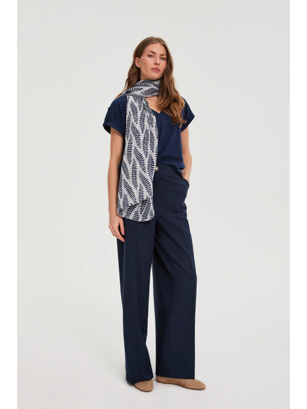 Moodo Šál s rastlinným vzorom tmavomodrý Moodo