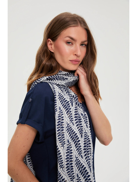 Moodo Šál s rastlinným vzorom tmavomodrý Moodo
