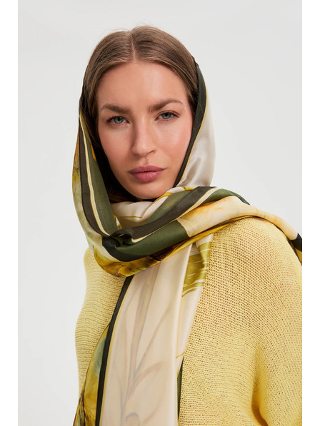 Moodo Šál s kvetinovým vzorom khaki Moodo