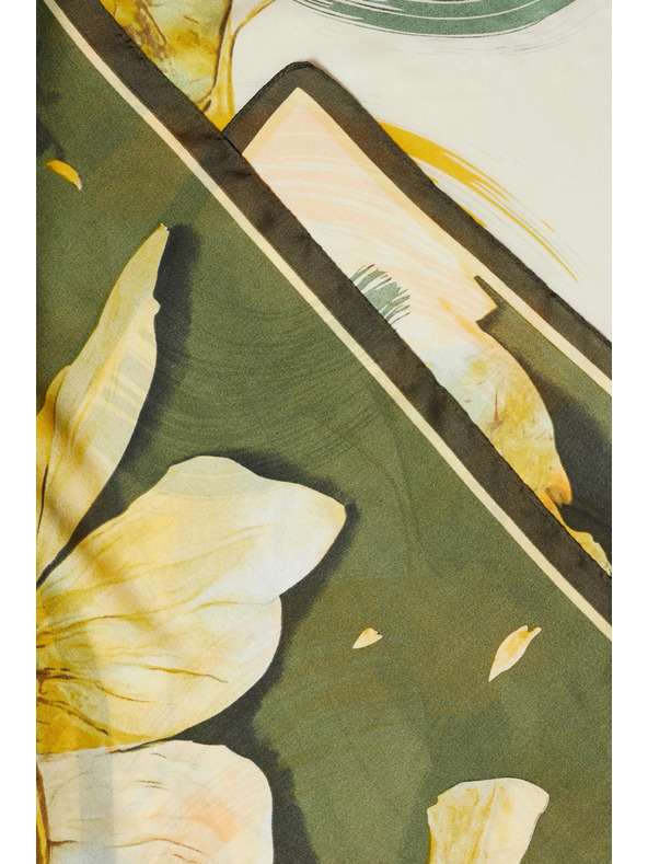 Moodo Šál s kvetinovým vzorom khaki Moodo