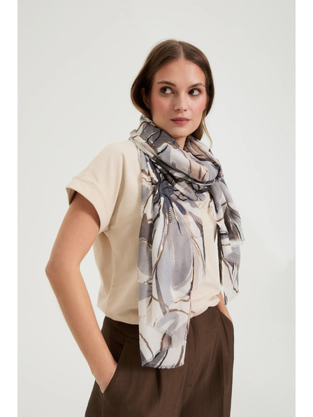 Moodo Šál s kvetmi sivý Moodo