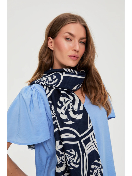 Moodo Šála s kvetinovým vzorom tmavomodrá Moodo