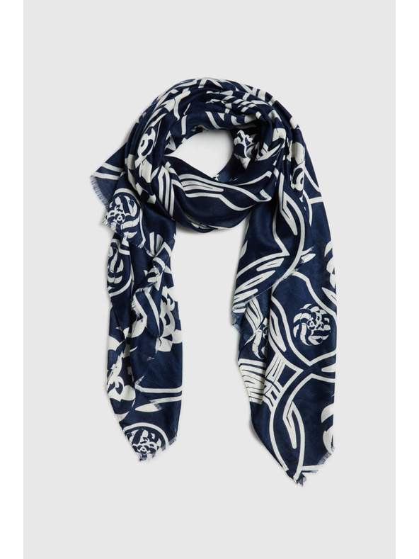 Moodo Šála s kvetinovým vzorom tmavomodrá Moodo