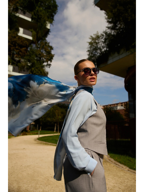 Moodo Šála s kvetinovým vzorom svetlomodrá Moodo