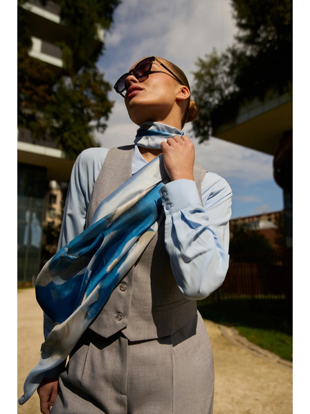 Moodo Šála s kvetinovým vzorom svetlomodrá Moodo