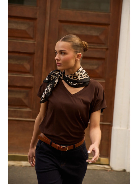 Moodo Šatka s leopardím vzorom hnedá Moodo