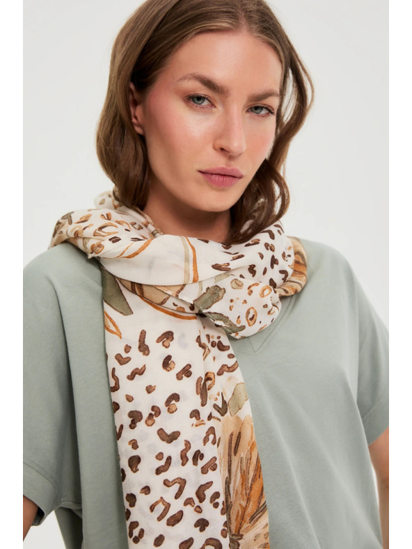 Moodo Vzorovaný šál béžový Moodo