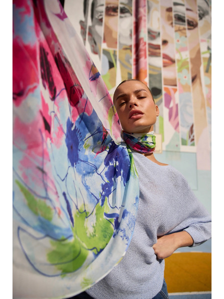 Moodo Vzorkovaný šál modrý Moodo