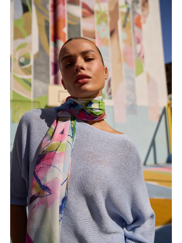 Moodo Vzorkovaný šál modrý Moodo