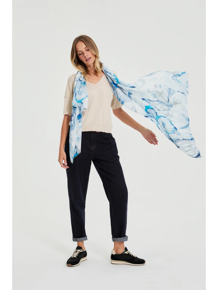 Moodo Vzorkovaný šál modrý Moodo