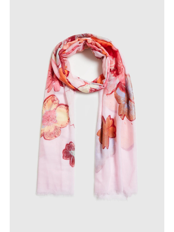 Moodo Šál s kvetmi ružový Moodo