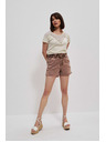 Moodo Karamelové džínsové šortky s vysokým pásom Moodo
