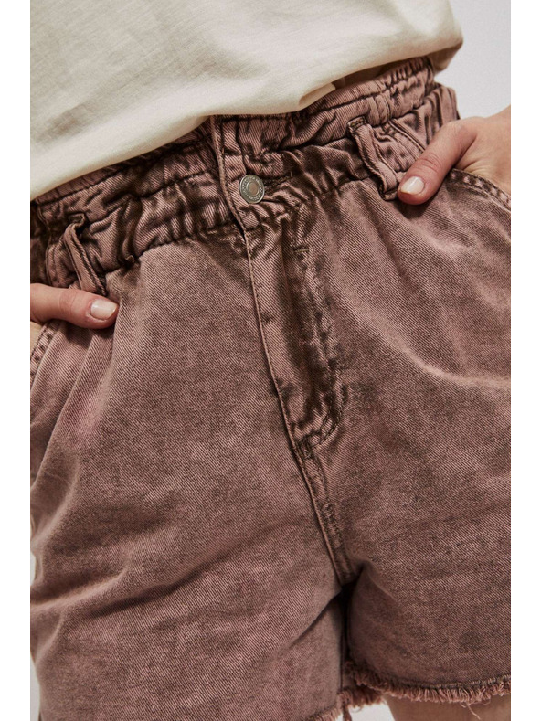 Moodo Karamelové džínsové šortky s vysokým pásom Moodo