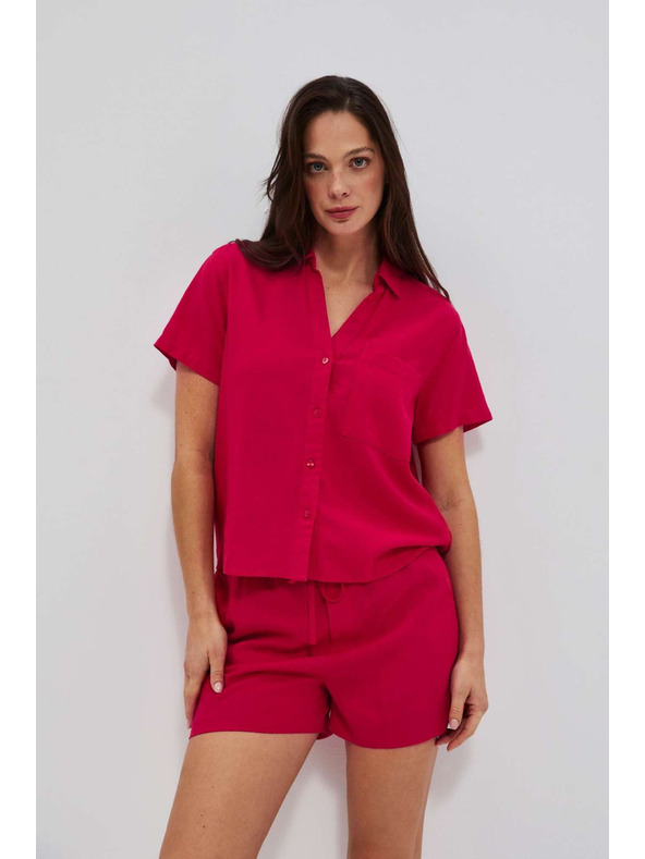 Moodo Jahodové ľanené šortky Moodo