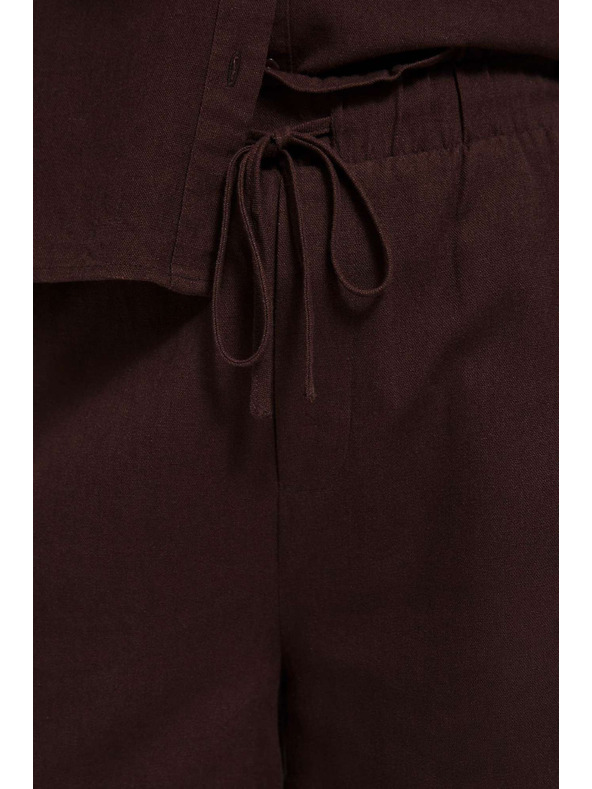 Moodo Hladké šortky so zaväzovaním tmavo hnedé Moodo