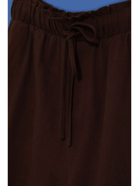 Moodo Hladké šortky so zaväzovaním tmavo hnedé Moodo