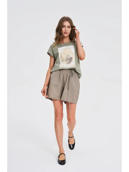 Moodo Voľné olivové šortky Moodo