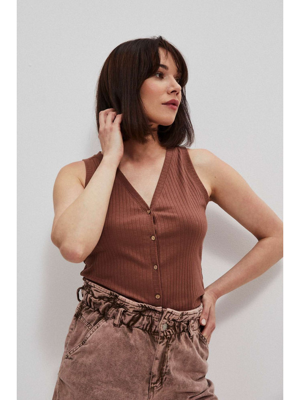 Moodo Rebrovaný top čokoládový Moodo