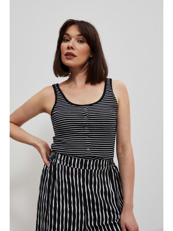 Moodo Čierno-biely pruhovaný top s gombíkmi Moodo