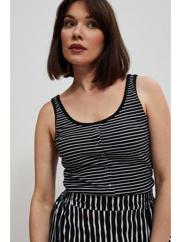 Moodo Čierno-biely pruhovaný top s gombíkmi Moodo