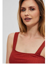 Moodo Žebrovaný top na širokých ramienka rubínový Moodo